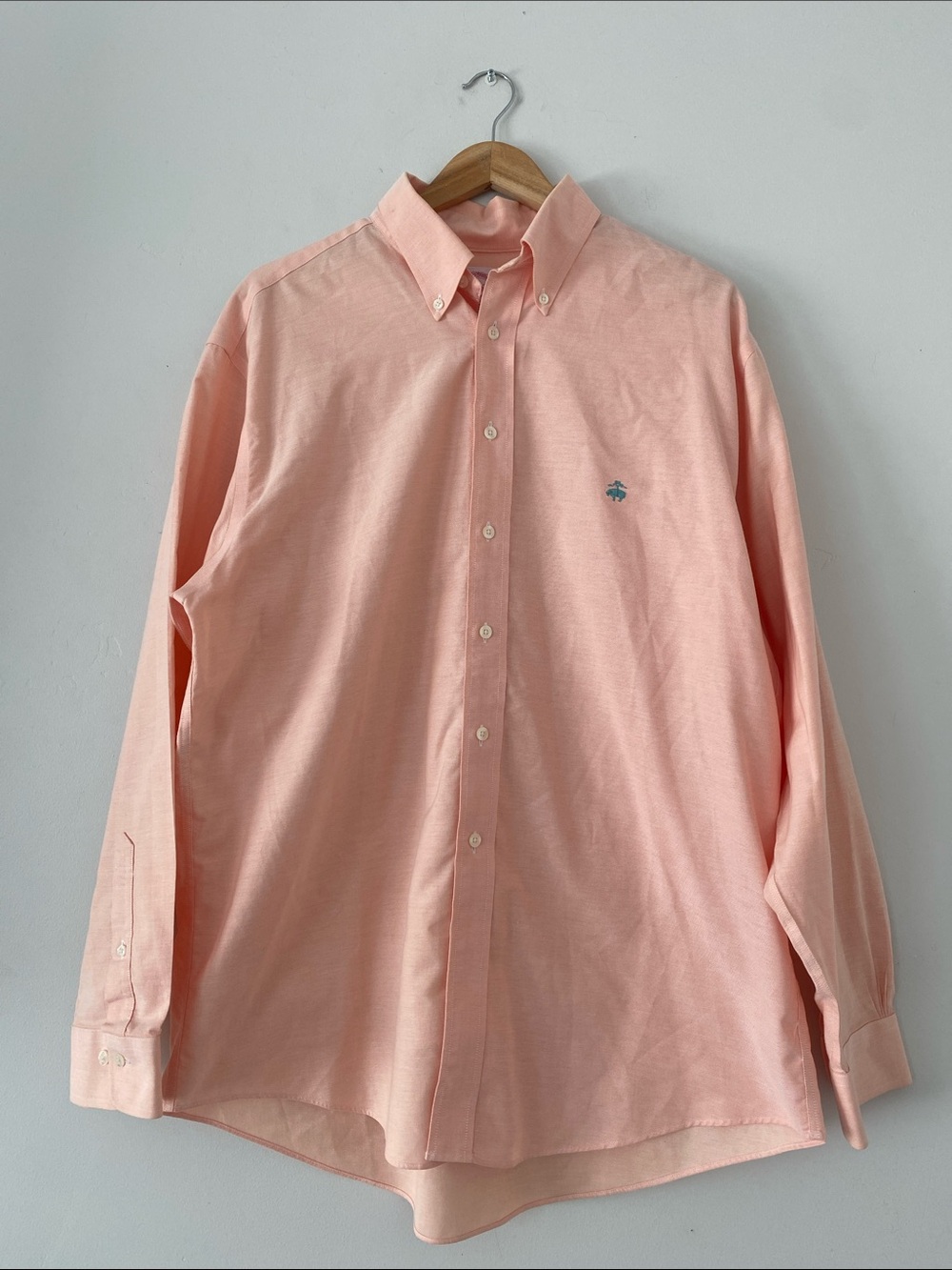 Brooks Brothers Peach Madison Relaxed-Fit Sport Shirt Oxford Sz M Preppy Office